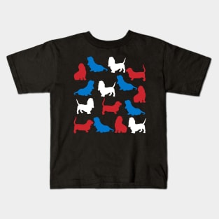 Patriotic Basset Hound Dog America Flag 4Th Of July Kids T-Shirt